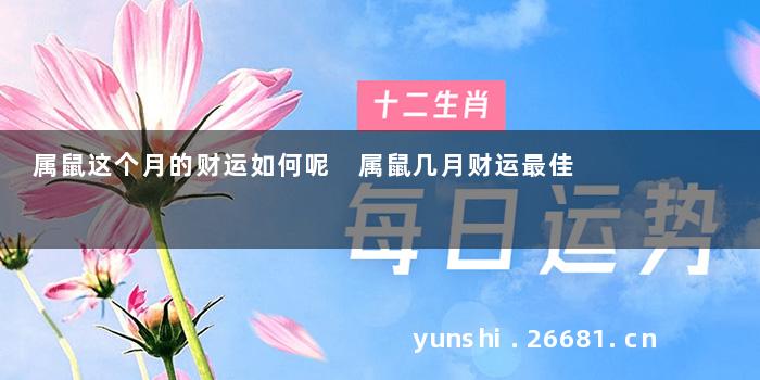 属鼠这个月的财运如何呢 属鼠几月财运最佳